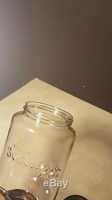 Antique Steinfeld Coffee Grinder Wall Mount Glass Jar Cast Iron Victorian NICE