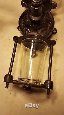 Antique Steinfeld Coffee Grinder Wall Mount Glass Jar Cast Iron Victorian NICE