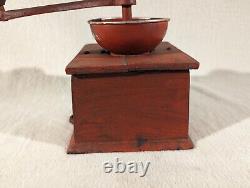 Antique Table Coffee Grinder Cast Iron Hand Crank American Eagle Stars No. 4 Red