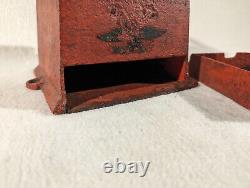 Antique Table Coffee Grinder Cast Iron Hand Crank American Eagle Stars No. 4 Red