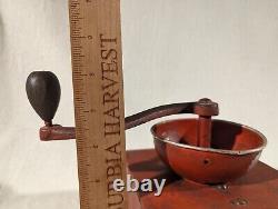 Antique Table Coffee Grinder Cast Iron Hand Crank American Eagle Stars No. 4 Red
