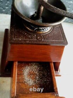 Antique Table Hand Coffee Grinder No. 5 Bruerton's Improved Clark & Co Manufact