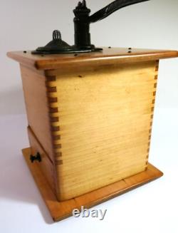 Antique Tall Wooden ARCADE No. 999 Box Mill Coffee Grinder-Refinished