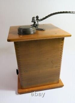 Antique Tall Wooden Waddell Company No. A8 Box Mill Coffee Grinder-Refinished