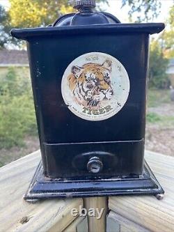 Antique Tiger No 100 Metal Coffee Grinder Bronson Walton Co. Cleveland Ohio