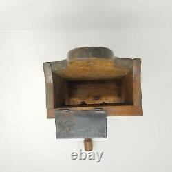Antique Tin Coffee Mill Grinder Best Quality NB Washburn Wood Wall Mount