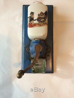 Antique Toy Coffee Mill/Grinder Cats Artwork Doll Display, Collectible Rare
