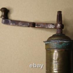 Antique Turkish Arabic 13 Brass Coffee / Pepper Mill Grinder Hallmarked VINTAGE