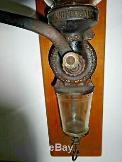 Antique Universal No. 24 Cast Iron And Glass Wall Mount Coffee Grinder