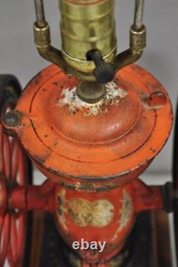 Antique Victorian Enterprise Phila. Red Cast Iron Coffee Mill Grinder Table Lamp