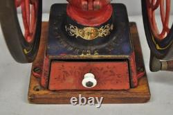 Antique Victorian Enterprise Phila. Red Cast Iron Coffee Mill Grinder Table Lamp