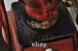 Antique Victorian Enterprise Phila. Red Cast Iron Coffee Mill Grinder Table Lamp