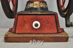 Antique Victorian Enterprise Phila. Red Cast Iron Coffee Mill Grinder Table Lamp