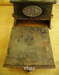 Antique Victorian Kenrick & Sons Cast Iron& Brass Coffee Grinder Mill No. 1