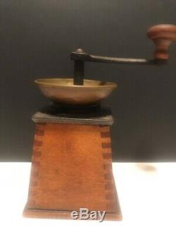 Antique Vienna European Dovetailed Wood Coffee Mill Grinder