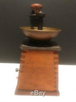 Antique Vienna European Dovetailed Wood Coffee Mill Grinder