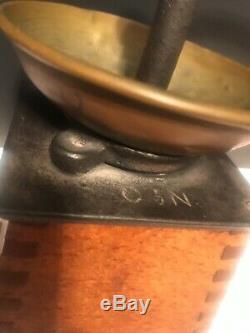 Antique Vienna European Dovetailed Wood Coffee Mill Grinder