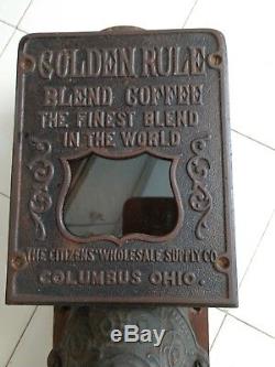 Antique Vintage Golden Rule wall mount Coffee Grinder Columbus Ohio