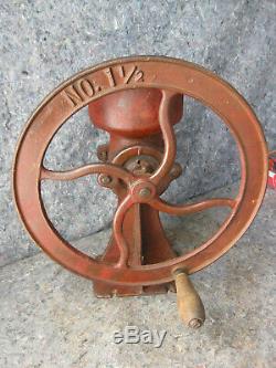 Antique Vintage No. 1 1/2 Cast Iron Hand Crank Grain Coffee Mill Grinder