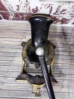 Antique Vintage Old Industrial Cast Iron Spong No 3 Large Coffee MILL Grinder Ta