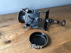 Antique Vintage Spong No. 1 Black Metal Coffee Grinder + Tray Excellent Con