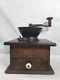 Antique Vintage Wood and Iron Hand Crank Large Table Top Coffee Grinder