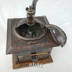 Antique Vintage Wooden Coffee Mill Grinder Crank Primitive Country Kitchen Decor