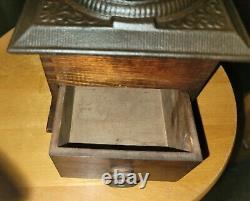 Antique Vintage Wooden Coffee Mill Grinder Crank Primitive Country Kitchen Decor