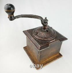 Antique Vintage Wooden Coffee Mill Grinder Crank Primitive Country Kitchen Decor