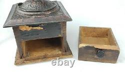 Antique Vintage Wooden Coffee Mill Grinder Crank Primitive Country Kitchen Decor