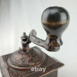 Antique Vintage Wooden Coffee Mill Grinder Crank Primitive Country Kitchen Decor