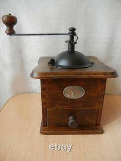 Antique Vintage Wooden Table Box Coffee mill Grinder Model