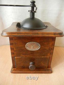 Antique Vintage Wooden Table Box Coffee mill Grinder Model