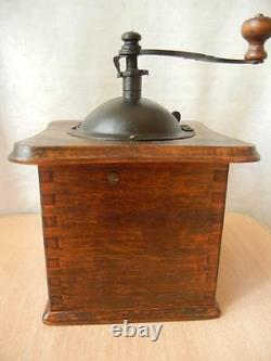 Antique Vintage Wooden Table Box Coffee mill Grinder Model