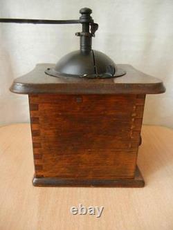 Antique Vintage Wooden Table Box Coffee mill Grinder Model