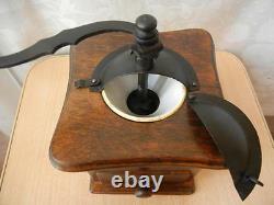 Antique Vintage Wooden Table Box Coffee mill Grinder Model