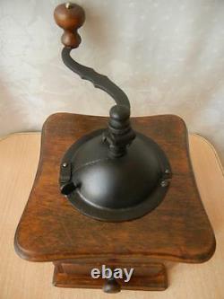 Antique Vintage Wooden Table Box Coffee mill Grinder Model