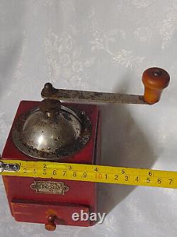 Antique Vintage wooden primitive KSB coffee mill grinder Table Box. RARE