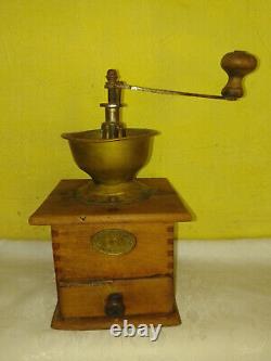 Antique Vintage wooden primitive Mutzig framont French coffee grinder. RARE