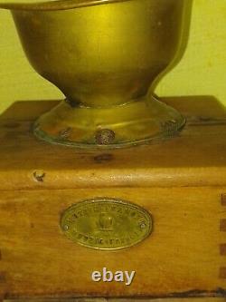 Antique Vintage wooden primitive Mutzig framont French coffee grinder. RARE