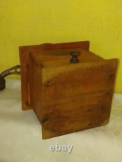 Antique Vintage wooden primitive Mutzig framont French coffee grinder. RARE