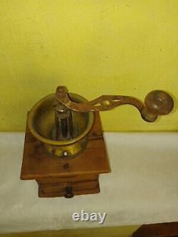 Antique Vintage wooden primitive Mutzig framont French coffee grinder. RARE