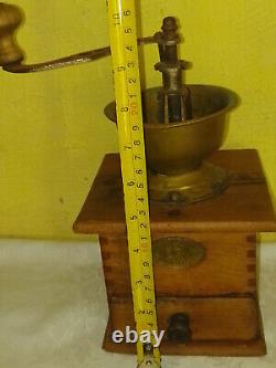 Antique Vintage wooden primitive Mutzig framont French coffee grinder. RARE