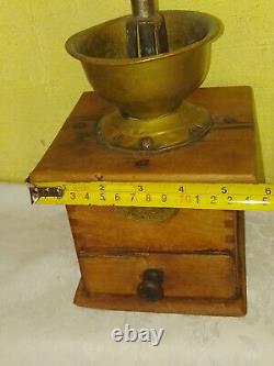 Antique Vintage wooden primitive Mutzig framont French coffee grinder. RARE