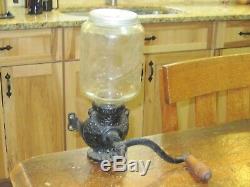 Antique Vtg Arcade Crystal #3 Wall Mount Coffee Grinder MILL Cast Iron Excellent