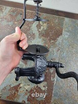 Antique Vtg Arcade Crystal No. 3 Cast Iron Wall Mount Coffee Grinder