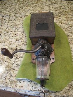 Antique Vtg Cast Iron Golden Rule Coffee Grinder Mill with Glass Catch Cup beauty
