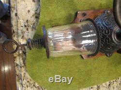 Antique Vtg Cast Iron Golden Rule Coffee Grinder Mill with Glass Catch Cup beauty