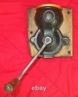 Antique WADDELL A-17'Sunflower' CAST IRON WALL MOUNT COFFEE GRINDER MILL RARE