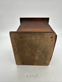 Antique Waddell Wood Coffee Grinder Mill Wood & Cast Iron with Label & Drawer